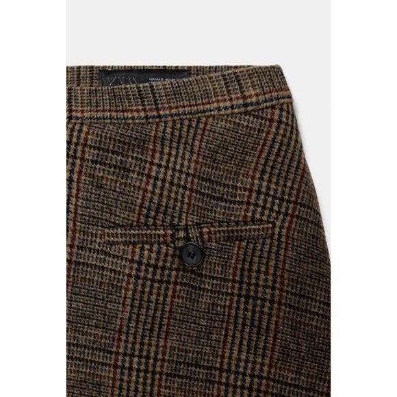 ZARA ZW COLLECTION CHECK SKIRT WITH WOOL AND PLEATS - Picture 10 of 10